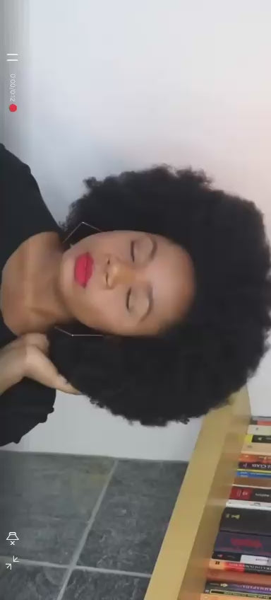 100% human hair|Fluffy Afro Kinky Curly Wig with Bangs