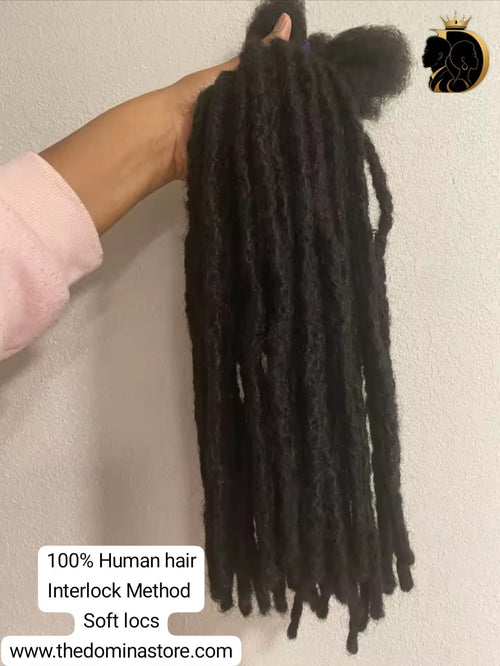 100% Human Hair Loc Extensions | 0.6 cm Diameter | Handmade Interlocking | Soft Locs