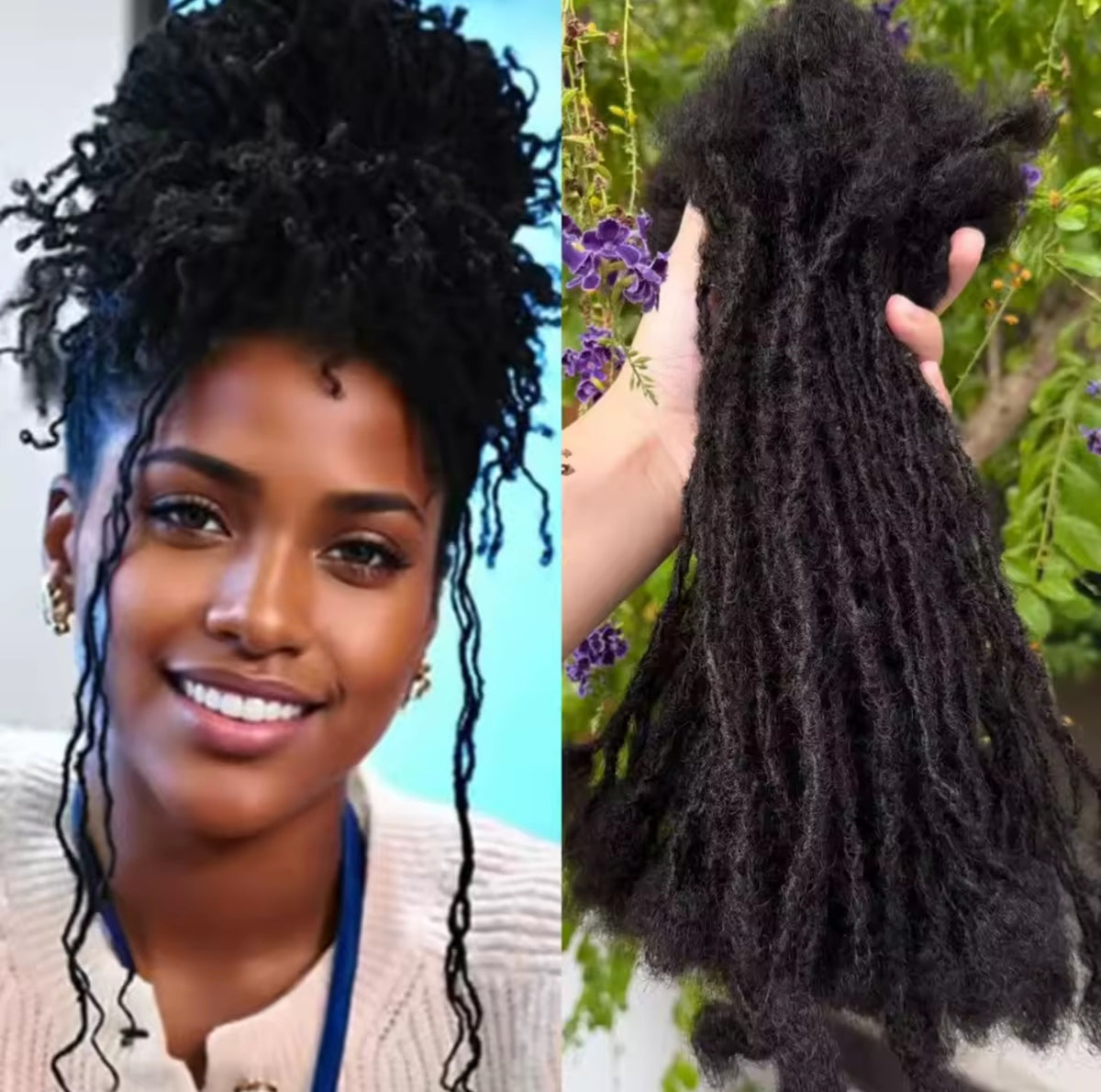 100% Human hair microlocs extensions | Handmade Interlocking soft locs