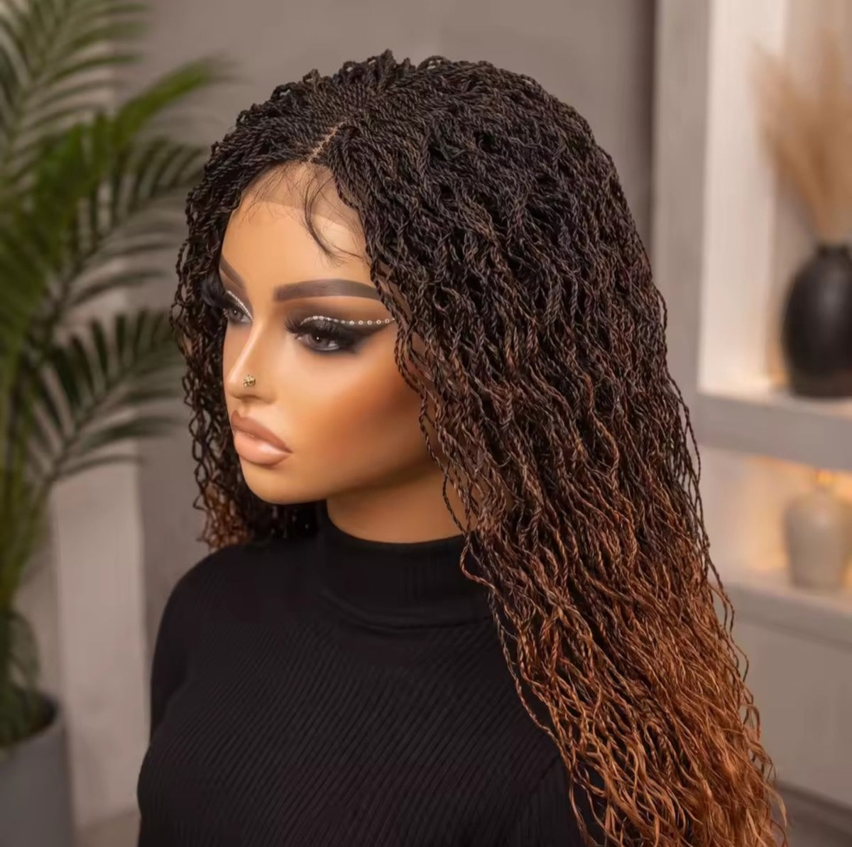 Mini twist braided wig | Synthetic two strands twist | 4x4 lace front