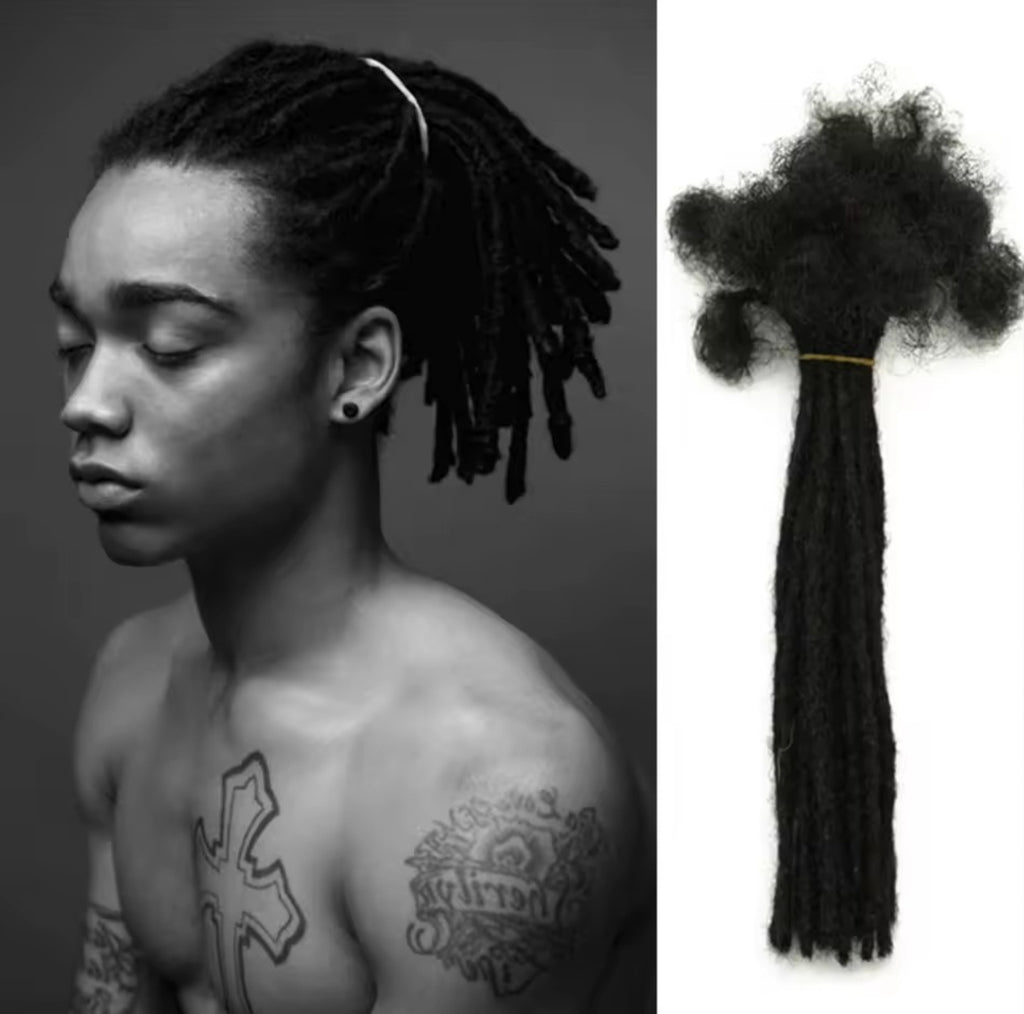 100% Human hair loc extensions | 0.8 cm Diameter | Handmade Crochet needle | Permanent locs