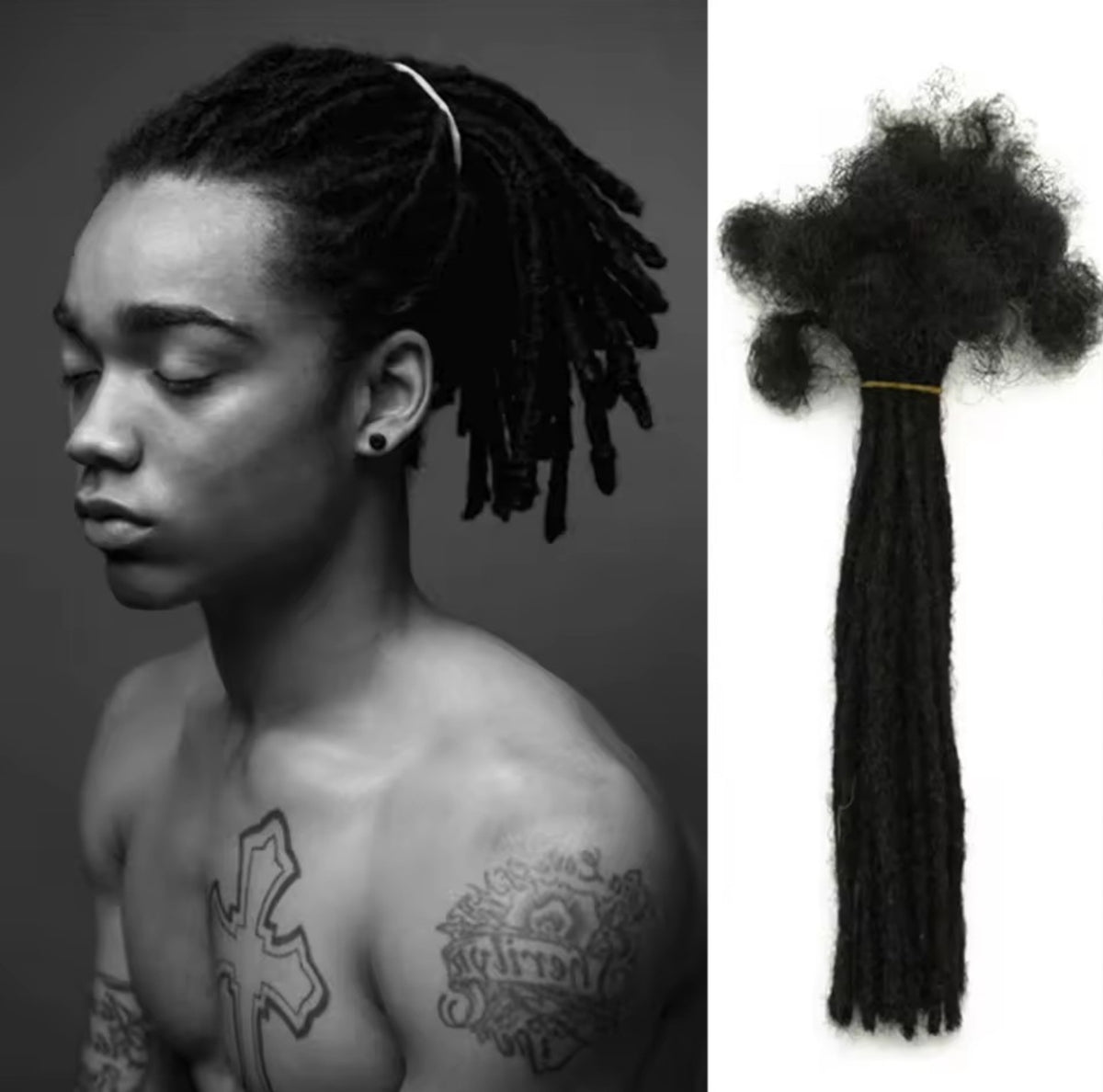 100% Human hair loc extensions | 0.8 cm Diameter | Handmade Crochet needle | Permanent locs