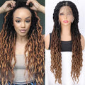 24" Ombre Faux Locs Wig | Knotless Braids with Curly Ends & Baby Hair
